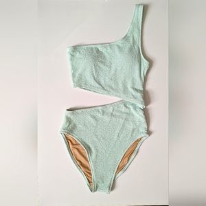 Old Navy One Shoulder Cutout Mint Swimsuit Size Small
